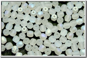 B�hm. Glasschliffperle, feuerpol., 3mm, crystal, trans., matte, AB, 50 Stk.