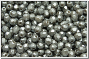 B�hm. Glasschliffperle, feuerpol., 3mm, white, alabaster, lt. grey, pastel, 50 Stk.