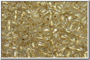 B�hm. Glasschliffperle, feuerpol., 3mm, crystal, trans., gold-ld., 50 Stk.