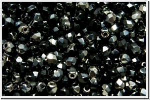 B�hm. Glasschliffperle, feuerpol., 3mm, black, op., half chrome, 50 Stk.