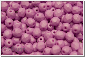 B�hm. Glasschliffperle, feuerpol., 4mm, white, alabaster, light lila pastel, matte, 50 Stk.