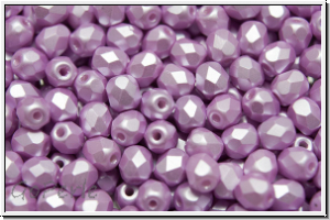 B�hm. Glasschliffperle, feuerpol., 4mm, white, alabaster, light rose pastel, 50 Stk.