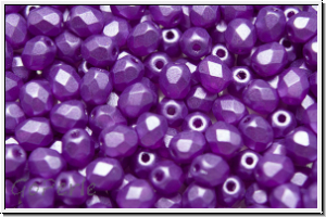 B�hm. Glasschliffperle, feuerpol., 4mm, crystal, trans., lila satin, 50 Stk.