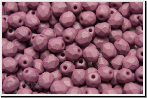 B�hm. Glasschliffperle, feuerpol., 4mm, white, alabaster, lila pastel, matte, 50 Stk.