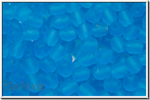 B�hm. Glasschliffperle, feuerpol., 4mm, aqua, trans., matte, 50 Stk.