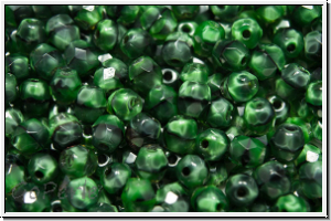 B�hm. Glasschliffperle, feuerpol., 4mm, green/black, moonlight, 50 Stk.