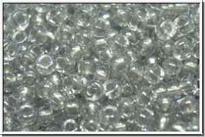 RR-11-0242, MIYUKI Rocailles, 11/0, crystal, trans., metallic pewter-ld., 10g
