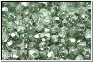 B�hm. Glasschliffperle, feuerpol., 4mm, crystal, trans., half apollo, light seafoam, 50 Stk.