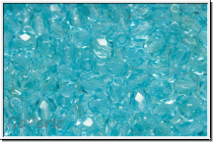 B�hm. Glasschliffperle, feuerpol., 4mm, aqua, lt., trans., 50 Stk.