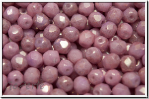 B�hm. Glasschliffperle, feuerpol., 4mm, white, alabaster, rose marbled, 50 Stk.
