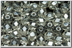 B�hm. Glasschliffperle, feuerpol., 6mm, crystal, trans., luster, 25 Stk.