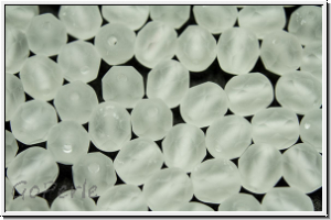 B�hm. Glasschliffperle, feuerpol., 6mm, crystal, trans., matte, 25 Stk.