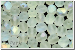 B�hm. Glasschliffperle, feuerpol., 6mm, crystal, trans., matte, AB, 25 Stk.