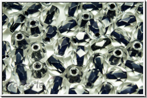 B�hm. Glasschliffperle, feuerpol., 6mm, crystal, trans., black-ld., 25 Stk.