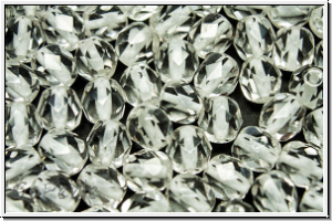 B�hm. Glasschliffperle, feuerpol., 6mm, crystal, trans., white-ld., 25 Stk.