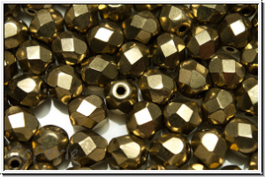 B�hm. Glasschliffperle, feuerpol., 6mm, bronze, lt., met., 25 Stk.
