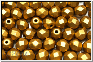 B�hm. Glasschliffperle, feuerpol., 6mm, bronze, met., satin, 25 Stk.