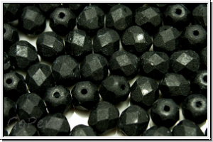 B�hm. Glasschliffperle, feuerpol., 6mm, black, op., matte, 25 Stk.