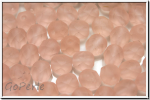 B�hm. Glasschliffperle, feuerpol., 6mm, rosaline, trans., matte, 25 Stk.