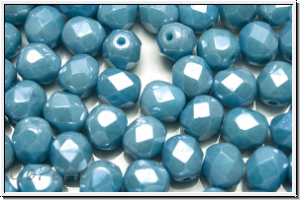 B�hm. Glasschliffperle, feuerpol., 6mm, blue, baby, op., baby blue luster, 25 Stk.