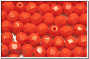B�hm. Glasschliffperle, feuerpol., 6mm, orange, op., 25 Stk.