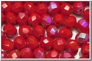 B�hm. Glasschliffperle, feuerpol., 6mm, red, op., AB, 25 Stk.