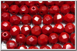 B�hm. Glasschliffperle, feuerpol., 6mm, red, coral, op., 25 Stk.