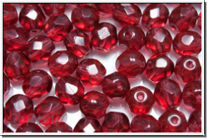 B�hm. Glasschliffperle, feuerpol., 6mm, fuchsia, trans., 25 Stk.