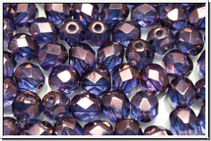 B�hm. Glasschliffperle, feuerpol., 6mm, crystal, trans., vega luster, 25 Stk.