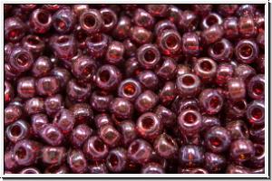 RR-11-0313, MIYUKI Rocailles, 11/0, cranberry, trans., gold luster, 10g