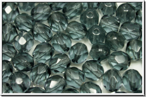 B�hm. Glasschliffperle, feuerpol., 6mm, grey, trans., 25 Stk.