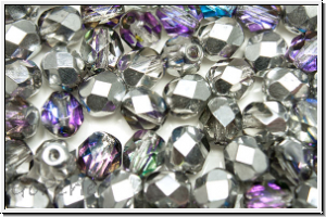 B�hm. Glasschliffperle, feuerpol., 6mm, crystal, trans., light vitrail, 25 Stk.