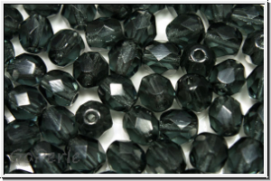 B�hm. Glasschliffperle, feuerpol., 6mm, grey, dk., trans., 25 Stk.