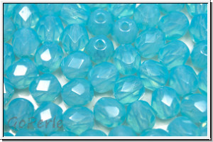 B�hm. Glasschliffperle, feuerpol., 6mm, aqua, opal, 25 Stk.