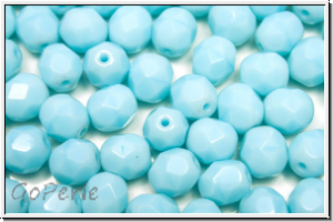 B�hm. Glasschliffperle, feuerpol., 6mm, turquoise, lt., op., 25 Stk.