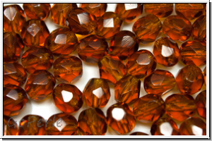 B�hm. Glasschliffperle, feuerpol., 6mm, topaz, med., trans., 25 Stk.