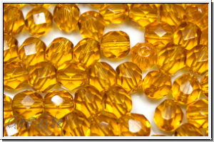 B�hm. Glasschliffperle, feuerpol., 6mm, topaz, trans., 25 Stk.