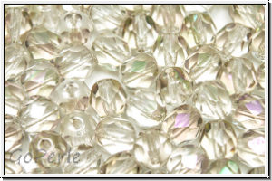 B�hm. Glasschliffperle, feuerpol., 6mm, crystal, trans., silver shade, 25 Stk.
