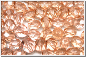 B�hm. Glasschliffperle, feuerpol., 6mm, rose, vintage, trans., 25 Stk.