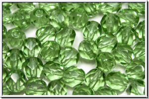B�hm. Glasschliffperle, feuerpol., 6mm, erinite, trans., 25 Stk.