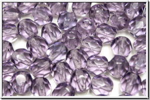 B�hm. Glasschliffperle, feuerpol., 6mm, lila, trans., 25 Stk.