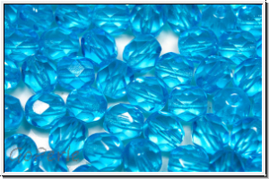 B�hm. Glasschliffperle, feuerpol., 6mm, ocean blue, trans., 25 Stk.