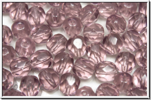 B�hm. Glasschliffperle, feuerpol., 6mm, violet, trans., 25 Stk.