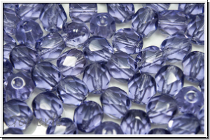 B�hm. Glasschliffperle, feuerpol., 6mm, tanzanite, trans., 25 Stk.