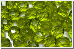 B�hm. Glasschliffperle, feuerpol., 6mm, olivine, lt., trans., 25 Stk.
