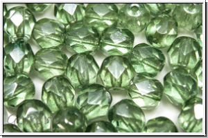 B�hm. Glasschliffperle, feuerpol., 6mm, chrysolite, trans., luster, 25 Stk.