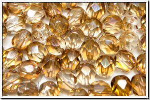 B�hm. Glasschliffperle, feuerpol., 6mm, crystal, trans., honey luster, 25 Stk.