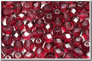 B�hm. Glasschliffperle, feuerpol., 5mm, fuchsia, trans., 25 Stk.