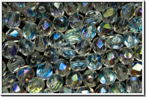 B�hm. Glasschliffperle, feuerpol., 5mm, crystal, trans., AB, 25 Stk.