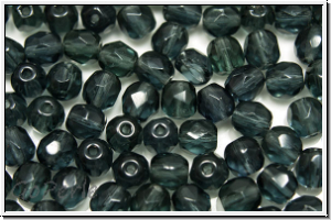 B�hm. Glasschliffperle, feuerpol., 5mm, montana, trans., 25 Stk.